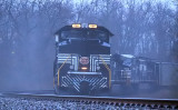New York Central 1066 in the fog at West Waddy, just after sunup on a wet Friday morning. 