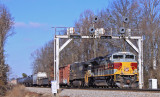 DL&W 1074 brings train 117 under the old signal bridge at Cumberland Chair 