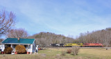 Southbound 111 roars across Single track at Southfork, getting a good run for the grade up to Kings Mountain