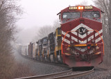 NS 111 eases around the curve at West Coal Chute, ready to meet yet another Westbound