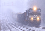 The heavy snow falls as 177 comes through the swag at Gradison