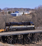S&A 1065 crosses the bridge at West Coal Chute on the mainline