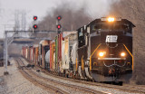 NS 117 comes down #1 track and past the block at CP Fayette on the North side of Lexington