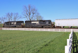 Westbound 375 with a pair of former CR SD60s rolls through Vanarsdale 