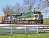 SR 8099 brings train 23G by the Aggee farm at Vanarsdale KY