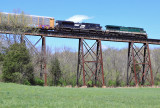 SR 8099 leads train 23G across the Pope Lick bridge, just East of Louisville