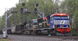 Southbound 179 comes under the intermediate signal at Cumberland Chair with a One of a kind SD60E leading 