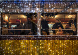 Holiday travelers on the Christmas Tram