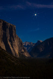 Venus Star over a moon lit Yosemite Valley