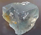 Fluorite twin with quartz crystals, 38 mm, 430 level, Greencleugh Mine, Rookhope, Co Durham