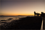 Low Tide Sunset, Two Islands and Railing