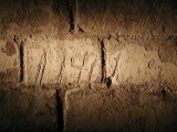 Alcatraz citadel. Phil Grossers convict #11461 carved into bricks