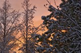 Sunset after day-long wet snow