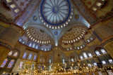 Interior of the Blue Mosque Istanbul Turkey with Iznik tiles and stained glass windows