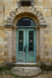 Mosque doorway with star and crescent moon symbols in hillside village of Yesilyurt Malatya Turkey