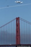 Space Shuttle Endeavor flys over the Golden Gate Bridge