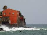 The sea crashes on to the rocks