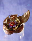 Copper and Glass Flower Brooch