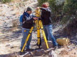 Chris Diaz and Kristin Corl, setting up the total station