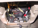 This shows how I spliced off the middle bins light for the glove box light.