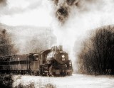 The 7470 steam engine in the white mountains of NH.