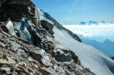 Climbing route above Indren Glacier