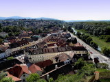 Du haut de la terrasse, panorama sur la plaine du Danube et sur la ville de Melk