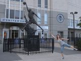 Mary playing Air Basketball