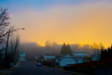 Golden foggy sunrise