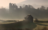 Clun  Castle  at  dawn.