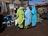 Shoppers in the recycling center; EVERYTHING is recycled in Eritrea.