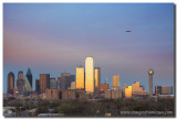 Dallas Skyline from the East with Southwest Airlines Jet