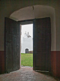 Looking our door of exhibit building