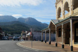 Queenstown, mineral rich mountain rising behind the town