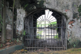 Close-up of the gate referred to as the Postern of Our Lady of Solitude.