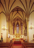  View of the simple gothic interior Saint Florins parish church.