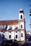 Side view of the Baroque-style Jesuitenkirche (Jesuit Church) in Lucerne.