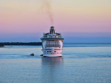 There was a big cruise boat oddily parked by the shore...