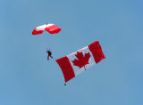 Canadian parachutist with national flag