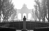 Robert Schuman bust at the Parc du Cinquentenaire