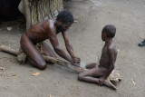 Yakel man demonstrates how they make fire without matches, Tanna