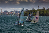 18 foot skiff race on Sydney Harbour