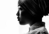 Profile of young woman in turban on ferry