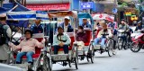 tourists on cyclos, Hanoi Old Quarter, Hanoi, Vietnam  