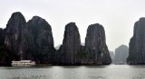 looking at Cua Van floating village, Ha Long Bay, Vietnam  