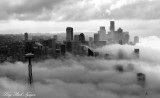 trapped by fog, Seattle, Space Needle, Washington