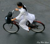 school girl in ao dai, Saigon, Vietnam