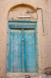 Engraved Blue wooden door