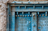 Engraved Blue wooden door