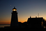 69DSC09933.jpg Pemiquid Lighthouse Maine at sunset with crescent moon ... more lighthouses linked below